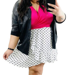 White Birch Polka Dot Wrap Mini Skirt Women's Small